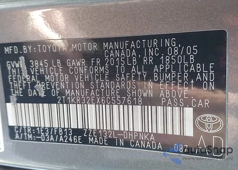 2006 Toyota Matrix Xr from USA, damaged, VIN 2T1KR32EX6C557618